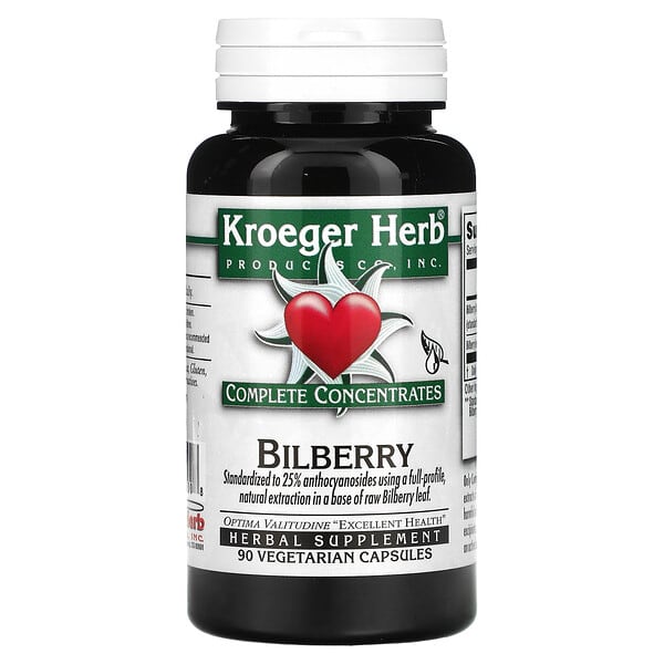 Kroeger Herb Co, Черника, 90 вегетарианских капсул