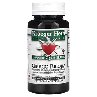 Kroeger Herb Co, Concentrados Completos, Ginkgo Biloba, 90 Cápsulas Vegetarianas