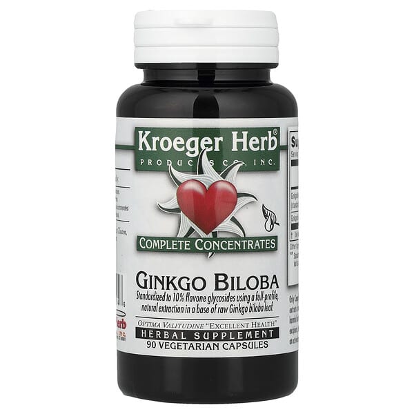 Kroeger Herb Co, Complete Concentrates, 은행나무, 베지 캡슐 90정