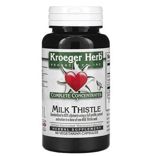 Kroeger Herb Co, Concentrados completos, Cardo mariano, 90 cápsulas vegetales