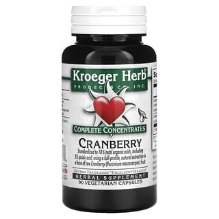 Kroeger Herb Co, Concentrés complets, Canneberge, 90 capsules végétariennes