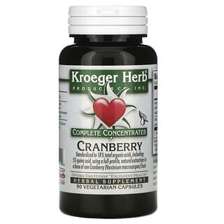 Kroeger Herb Co, Полные концентраты, клюква, 90 вегетарианских капсул  