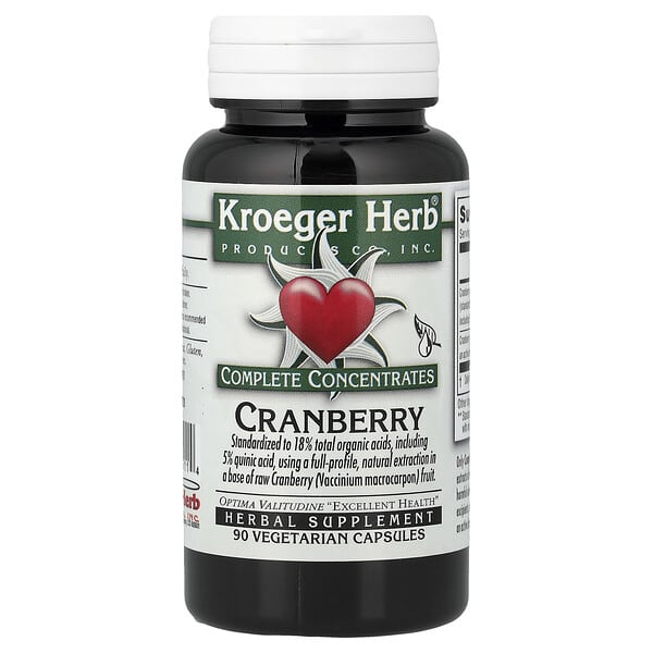 Kroeger Herb Co, Complete Concentrates, 크랜베리, 베지 캡슐 90정