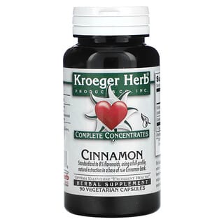 Kroeger Herb Co, Concentrados completos, Canela`` 90 cápsulas vegetales