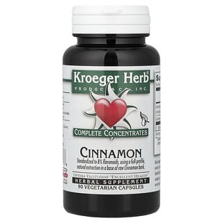 Kroeger Herb Co, Complete concentraten, kaneel, 90 vegetarische capsules (200 mg per capsule)