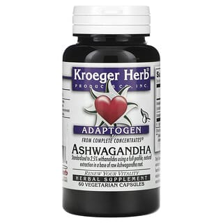 Kroeger Herb Co, Ashwagandha, 60 Cápsulas Vegetarianas