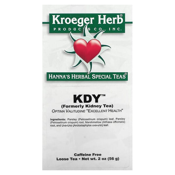 Kroeger Herb Co, Hanna's 허브 스페셜 티, KDY, 카페인 무함유, 56g(2oz)
