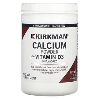 Kirkman Labs, 鈣粉加維生素 D-3，無味，16 盎司（454 克）