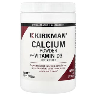 Kirkman Labs, Calcium Powder Plus Vitamin D-3, Unflavoured, 16 oz (454 g)