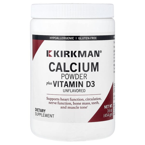 Kirkman Labs, Serbuk Kalsium Plus Vitamin D3, Tanpa Perisa, 16 oz (454 g)