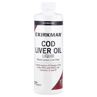 Kirkman Labs, Aceite de hígado de bacalao líquido, Lima limón natural, 237 ml (8 oz. líq.)