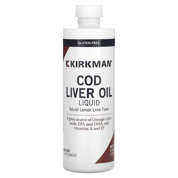 Kirkman Labs Cod Liver Oil Liquid, Natural Lemon Lime, 8 fl oz (237 ml)