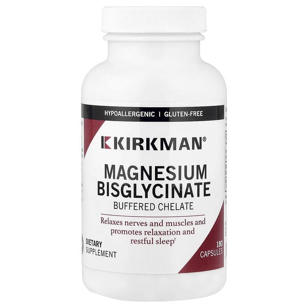 Kirkman Labs Magnesium Bisglycinate, Buffered Chelate, 180 Capsules (50 mg per Capsule)