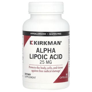 Kirkman Labs, Ácido alfa-lipoico, 25 mg, 90 cápsulas
