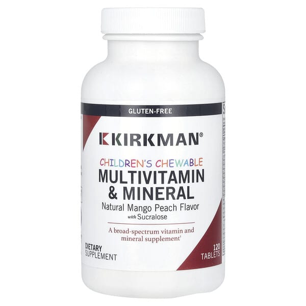 Kirkman Labs Children's Chewable Multivitamin & Mineral, Natural Mango Peach, 120 Tablets