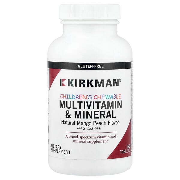Kirkman Labs, Children's Chewable Multivitamin & Mineral, Natural Mango Peach, 120 Tablets — product photo 1