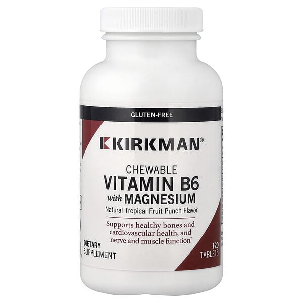 Kirkman Labs, Vitamine B6 à croquer au magnésium, Punch naturel aux fruits tropicaux, 120 comprimés