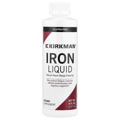 Kirkman Labs, Liquid Iron, Natural Peach Mango Flavor, 8 fl oz (237 ml)