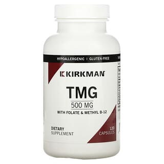 Kirkman Labs, TMG с фолатом и метилом B-12, 500 мг, 120 капсул