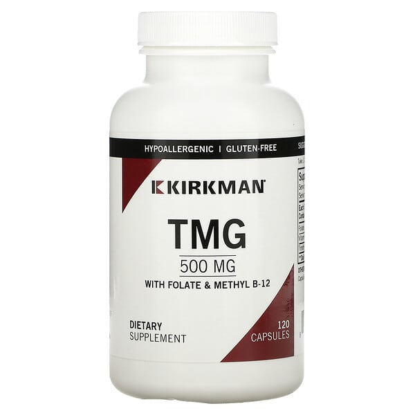 Kirkman Labs, フォリン酸＆メチルB-12配合TMG、500mg、ベジカプセル120粒