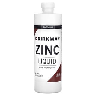 Kirkman Labs, Zinc Liquid, naturalna malina, 473 ml
