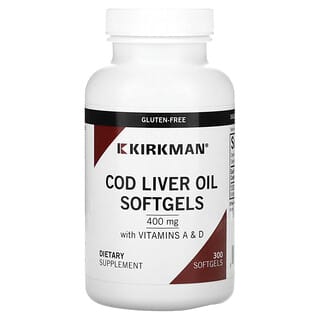 Kirkman Labs, жир печени трески, 400 мг, 300 капсул
