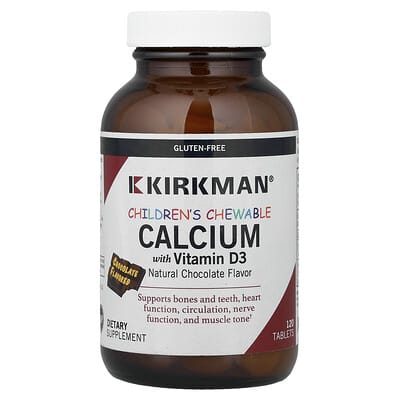 Kirkman Labs, Children's Vitamin D3 Calcium Chewable Tablets, Chocolate Flavor, 120 Tablets