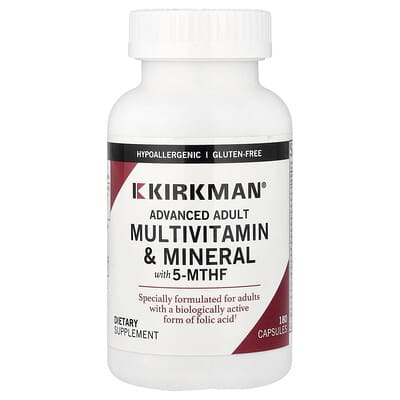 Kirkman Labs, Advanced Adult Multivitamin & Mineral with 5-MTHF, 180 Capsules