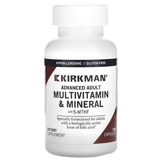 Kirkman Labs, Suplemento multivitamínico y minerales avanzados para adultos con 5-MTHF`` 180 cápsulas