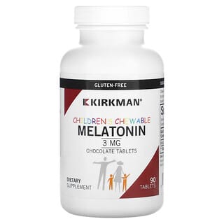 Kirkman Labs, Melatonina masticable para niños, Chocolate, 3 mg, 90 comprimidos