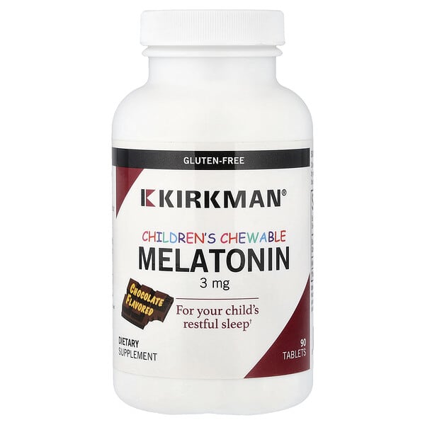Kirkman Labs, Copii Melatonină masticabilă, ciocolată, 3 mg, 90 tablete
