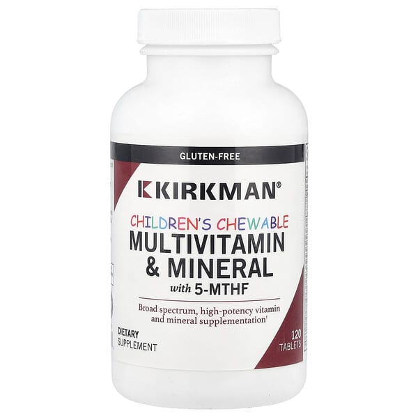 Kirkman Labs Children's Chewable Multivitamin & Mineral with 5-MTHF, 120 Tablets