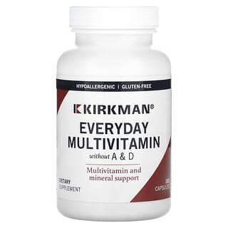 Kirkman Labs‏, מולטי-ויטמין לשימוש יומי ללא A ו-D, 180 כמוסות
