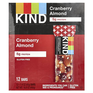 KIND Bars, Canneberge et amande, 12 barres, 40 g chacune