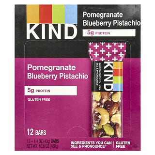 KIND Bars, Barras Plus, Romã Mirtilo e Pistache + Antioxidantes, 12 Barras, 1,4 oz (40 g) Cada