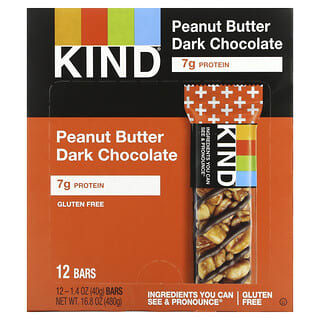KIND Bars, Kind Plus（カインドプラス）、ピーナッツバターダークチョコレートバー、12本、40g（各1.4oz）