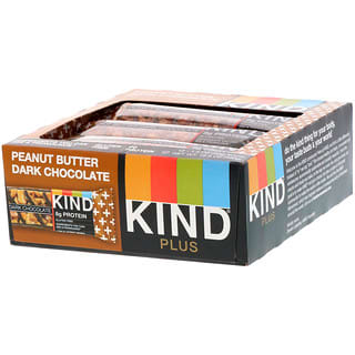 KIND Bars, ألواح شوكولاتة داكنة بزبدة الفول السوداني، Kind Plus، عدد 12 لوح، 1.4 أونصة (40 جم) لكل لوح