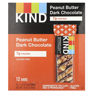 KIND Bars, Protein Bars, Peanut Butter Dark Chocolate, 12 Bars, 1.4 oz (40 g) Each