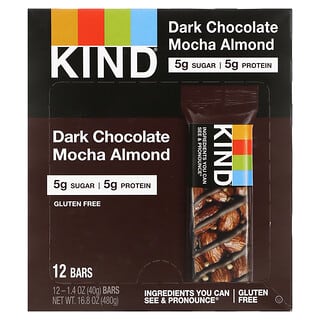 KIND Bars, Nuts & Spices, с темным шоколадом, мокко и миндалем, 12 батончиков, 40 г (1,4 унции) каждый