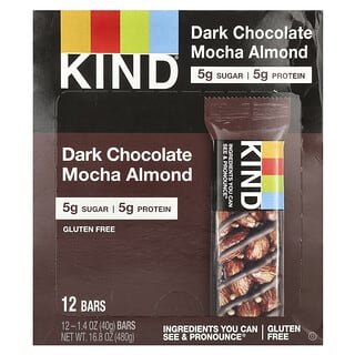 KIND Bars, Темный шоколад с мокко и миндалем, 12 батончиков по 40 г (1,4 унции)