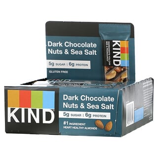 KIND Bars, مكسرات وتوابل, شوكولا داكنة بالمكسرات والملح البحري, 12 قطعة, 1.4 أونصة (40 غ) لكل قطعة