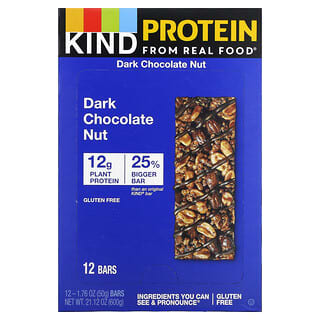 KIND Bars, Barritas proteicas, Frutos secos con doble chocolate negro, 12 barritas, 50 g (1,76 oz) cada una