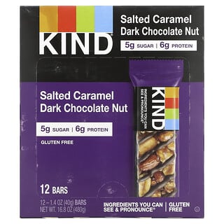 KIND Bars, ナッツ＆スパイス、塩キャラメル＆ダークチョコレートナッツ、12本、各40g（1.4オンス）