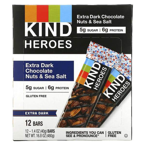 KIND Bars, 超黑巧克力，堅果和海鹽，12 條，每條 1.4 盎司（40 克）