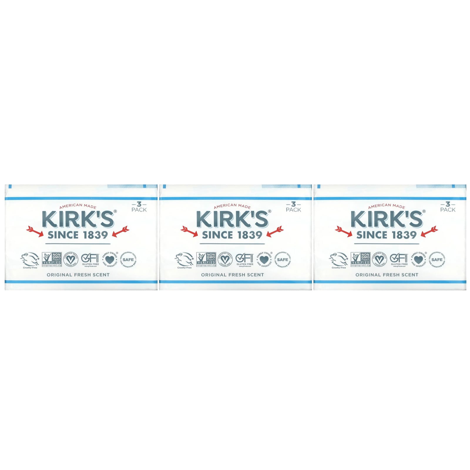 Kirk's, 100% Premium Coconut Oil Gentle Castile Soap, Original Fresh ...