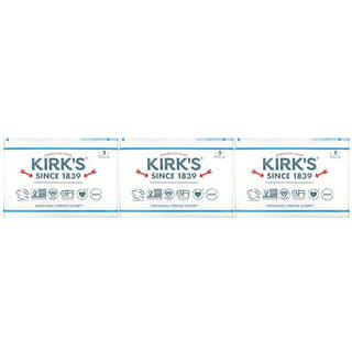 Kirk's, 全優質椰子油溫和卡斯蒂利亞香皂，原始清新氣味，3 塊，每塊 4 盎司（113 克）