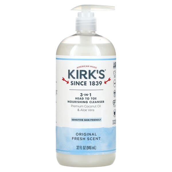 Kirk's‏, 3-in-1 Head to Toe Nourishing Cleanser, Original Fresh Scent, 32 fl oz (946 ml)