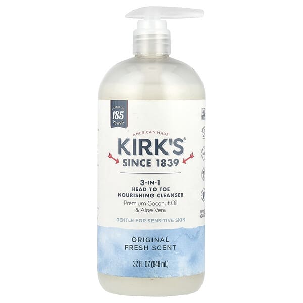 Kirk's, 3-In-1 Head To Toe Nourishing Cleanser, Original Fresh, 32 fl oz (946 ml)
