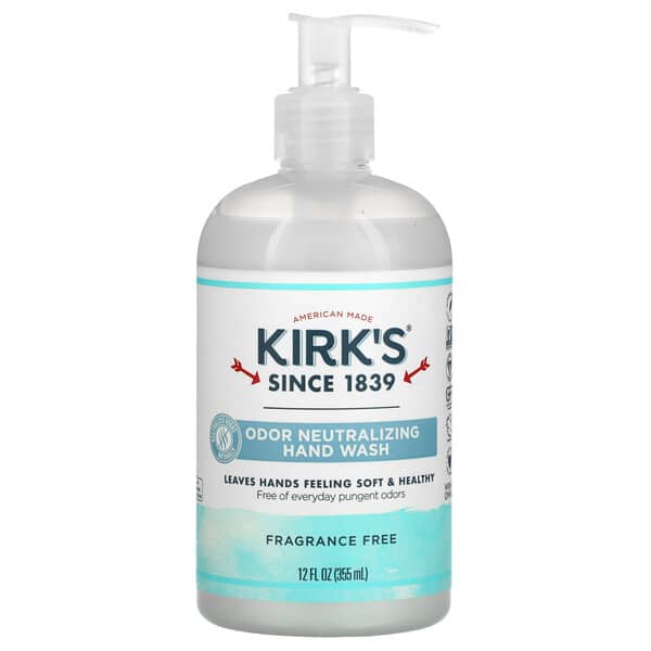 Kirks, Odor Neutralizing Hand Wash, Fragrance Free, 12 fl oz (355 ml)