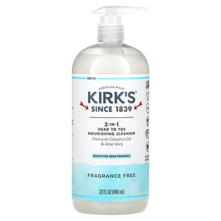 Kirk's, 3-in-1 Head to Toe Nourishing Cleanser, Fragrance Free, 32 fl oz (946 ml)